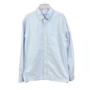 American Trench Men’s Blue White Stripe Oxford Dress Shirt- Size L